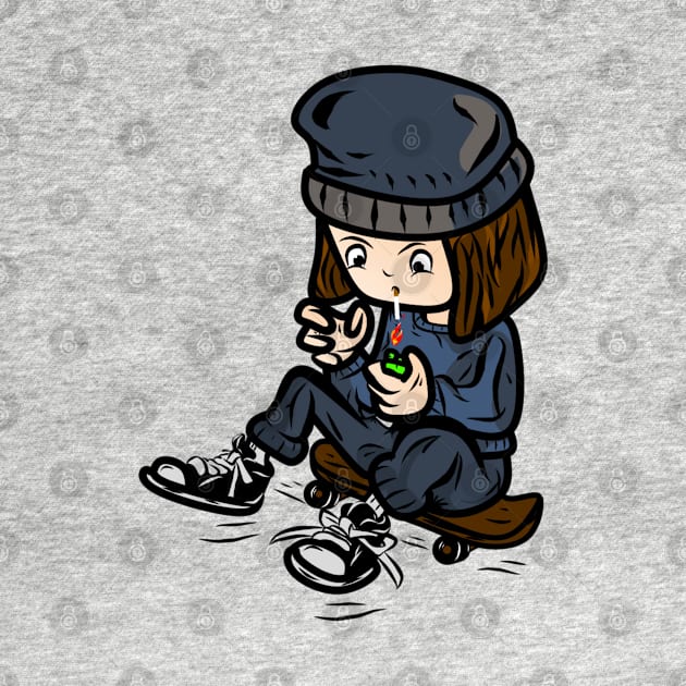 Skate boy cartoon style with cigarette by Dxxon